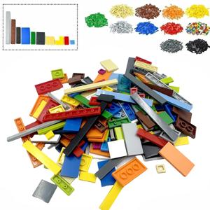 150PCS DIY 모델 부드러운 얇은 빌딩 블록 MOC 다색 장난감 부품 대량 피규어 플랫 타일 벽돌 교육 어린이 장난감
