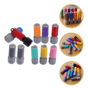 10 Pcs 케이스 빈 스탬프 미니 라운드 물개 셀프 스탬프 휴일 봉인 된 상자 DIY 패드 새겨진 만들기 도구 이름