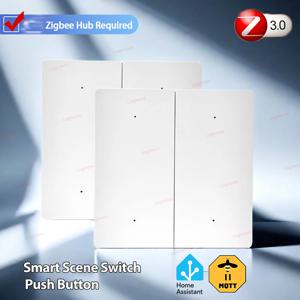 4Gang Zigbee 스마트 장면 스위치 무선 배터리 구동 푸시 버튼 컨트롤러 스마트 홈 자동화를 위한 12가지 장면 옵션