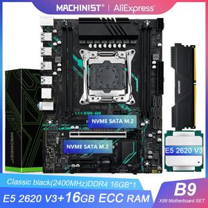 MACHINIST 마더보드 세트 키트, 인텔 LGA2011-3 Xeon E5 2630 V4 CPU, DDR4 16GB ECC RAM 메모리, NVME M.2 SATA X99 B9 콤보