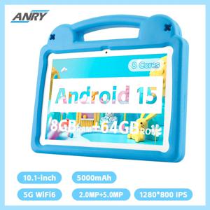 ANRY 2025 어린이 태블릿, 안드로이드 15, 10.1 인치, 8GB(4 + 4 확장) RAM, 64GB ROM, A523, 2.0GHZ, 5000Mah HD 디스플레이 태블릿, 어린이 선물