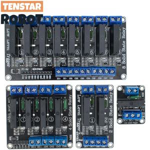 저수준 5V 1 2 4 8 채널 솔리드 스테이트 릴레이 모듈 SSR G3MB-202P Arduino 용 저항 퓨즈가있는 240V 2A 출력