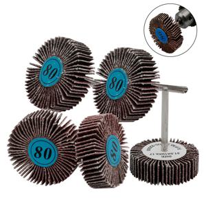 5/10pcs 루버 80 그릿 그라인딩 샌딩 샌드페이퍼 플랩 휠 디스크 Dremel 로타리 도구 용 3.0mm 생크 셔터 연마 휠