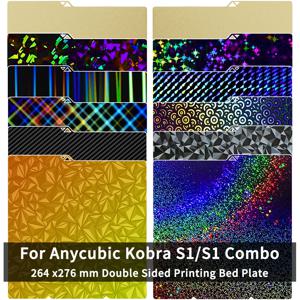 Anycubic Kobra S1 플레이트 Pei 시트 264x276mm 질감 Kobra S1 콤보 빌드 플레이트 양면 Peo Pet Pey Kobra S1C 침대