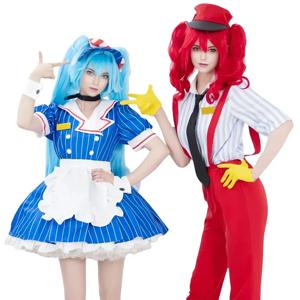 미쿠 Mesmerizer 코스프레 의상 Teto Miku 코스프레 가발 애니메이션 메이드 복장 역할 놀이 유니폼 카니발 파티 복장 여성