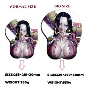 보아 핸콕 섹시 큰 가슴 마우스패드 애니메이션 귀여운 소녀 매트 귀여운 3D 마우스 패드 손목 받침대 포함 부드러운 실리콘 코스리우 DIYyid