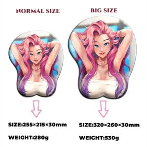 세라핀 섹시 큰 가슴 3D 마우스 패드 게임 애니메이션 귀여운 만화 패드 손목 지지대 포함 오파이 실리콘 젤 가슴 매트 코스리우 DIYyid
