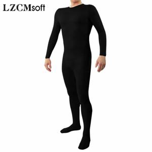 LZCMsoft 남성용 원피스 크루넥 전신 세트, 후드 없는 발 유니타드, 스판덱스 스킨 타이츠, 코스프레 코스튬