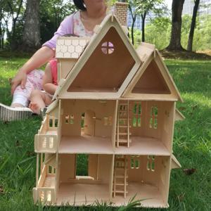 나무 3D 퍼즐 하우스 DIY 인형 집 빌라 모델 조립 소형 인형 집 교육 척 어린이를위한 놀이 장난감 소녀
