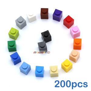 200pcs DIY 빌딩 블록 두꺼운 피규어 벽돌 1x1 도트 교육 크리 에이 티브 어린이를위한 3005 플라스틱 장난감과 호환 가능