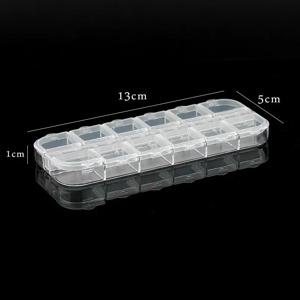 원피스 13x5x1CM 12 슬롯 구획 플라스틱 보관 상자 조정 가능한 직사각형 보석 컨테이너 상자 케이스 비즈 및 귀걸이