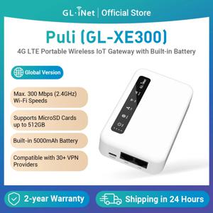 GL.iNet Puli GL-XE300 4G LTE 스마트 VPN 라우터, 휴대용 와이파이 무선 여행 핫스팟, OpenWrt, 5000mAh 배터리, OpenVPN
