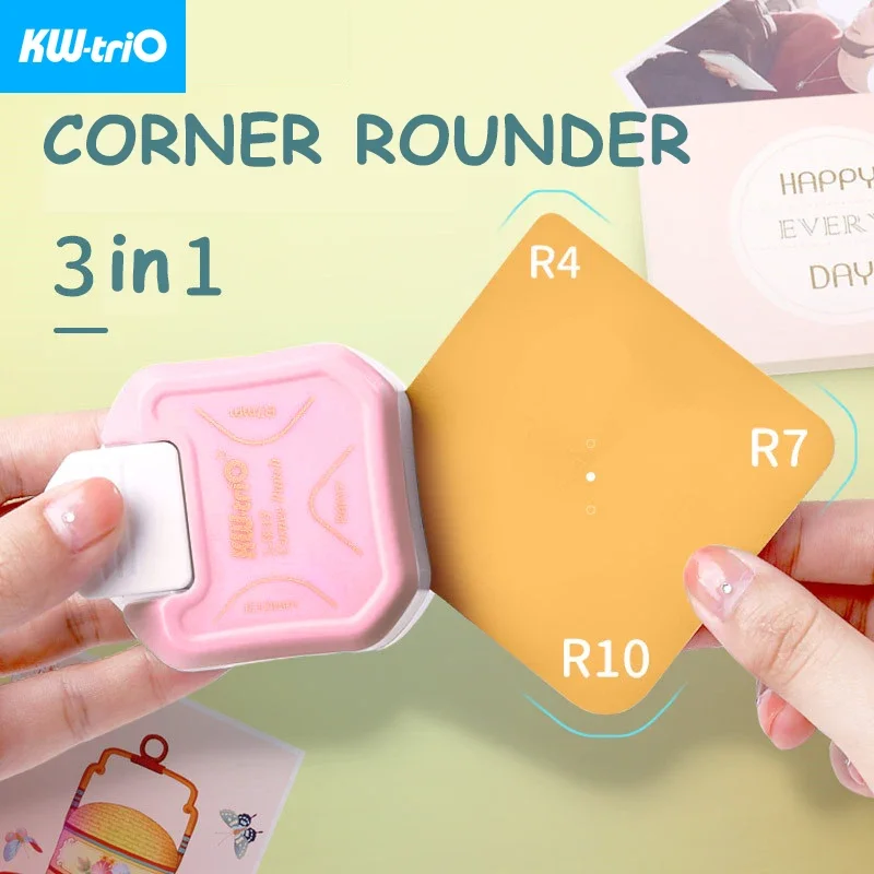 스크랩북 diy 미니 코너 커터 R4/R7/R10mm 원형 트리머 펀치 사무용품 용 3-in-1 코너 라운드 테두리 펀치