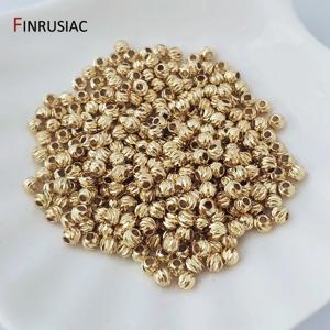 18K 골드 도금 황동 스트라이프 컷 꽃 비즈, 팔찌 용 스페이서 비즈, DIY 쥬얼리 용 비즈 구분 기호 액세서리 만들기