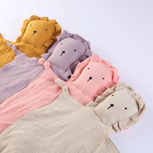 아기 면화 모슬린 이불 담요 부드러운 신생아 잠자는 인형 귀여운 사자 어린이 수면 장난감 진정 수건 Bibs 타액 수건