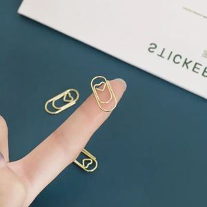 50 개/가방 하트 종이 클립 로즈 골드 미니 바인더 클립 북마크 티켓 사진 클램프 패치 워크 클립 사무실 바인딩 용품