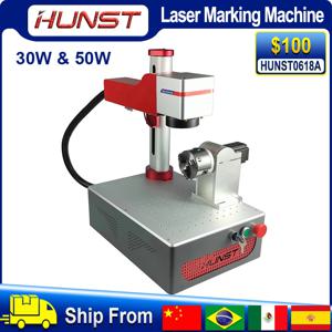 Hunst 작은 레이저 마킹 기계 MAX 30W 휴대용 접이식 미니 섬유 조각기 DIY 마킹 선물 금속 보석