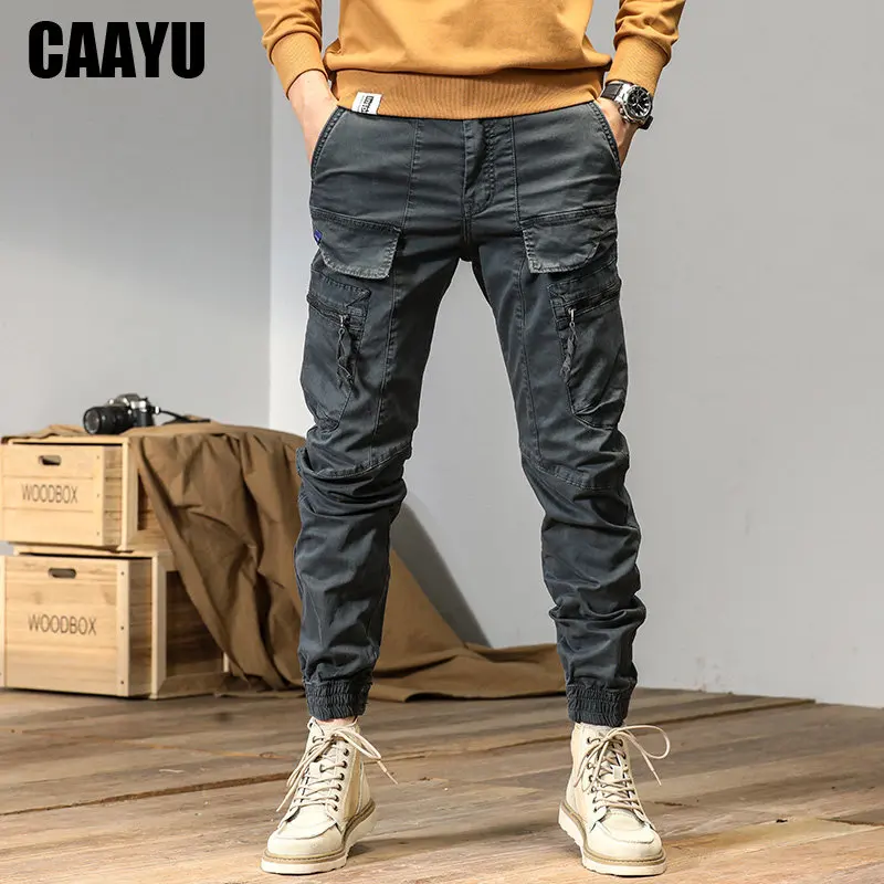 CAAYU 조깅 카고 바지 남성 캐주얼 Y2k 멀티 포켓 남성 바지 스웨트 팬츠 streetwear Techwear 전술 트랙 그레이 바지 남성