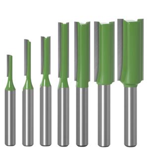 7Pcs 2 플루트 클린 스트레이트 비트 목공 도구 라우터 비트 세트 목재 텅스텐 카바이드 엔드밀 밀링 커터 1/4 