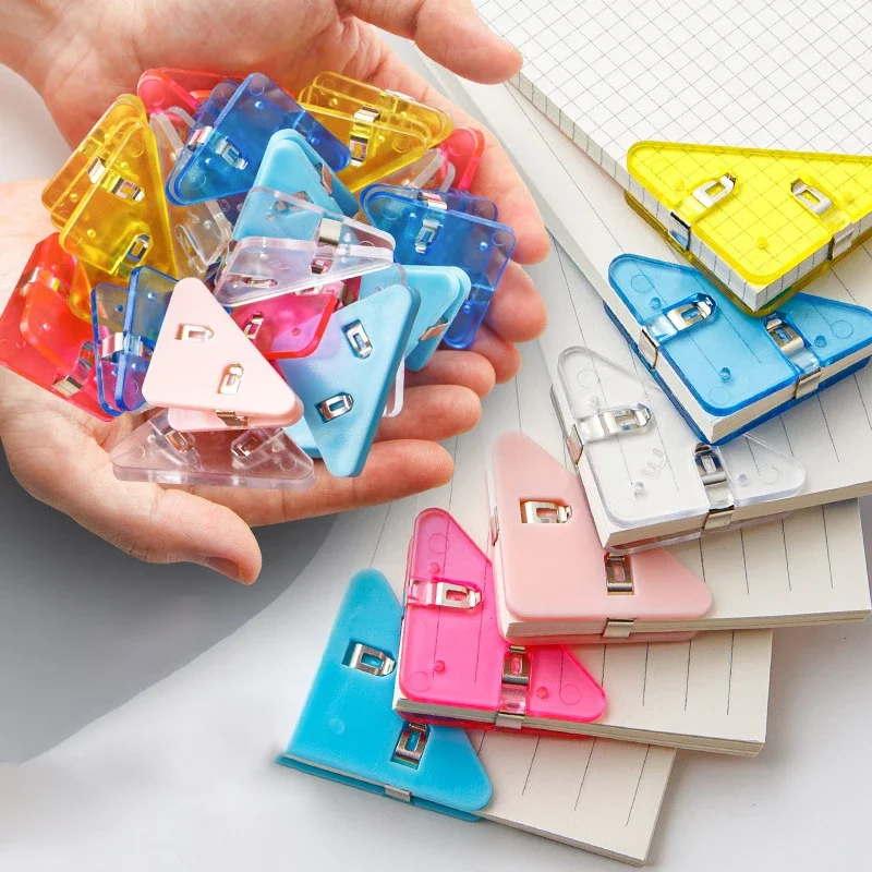 Kawaii 5pcs 삼각형 코너 클립 파일 종이 클립 파일 색인 사진 클램프 페이지 홀더 한국어 편지지 사무실 책상 주최자