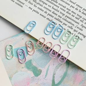 50pcs 금속 사랑 심장 종이 클립 골드 로즈 골드 미니 북마크 티켓 사진 바인더 클립 패치 워크 클립 사무 용품