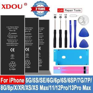 XDOU 배터리 iPhone 5S SE 2 6 6S 7 8 Plus X XR XS 11 12 13 Pro Max 교체 Bateria IP6S 6G 7G 7Plus 8Plus 4 5 4S