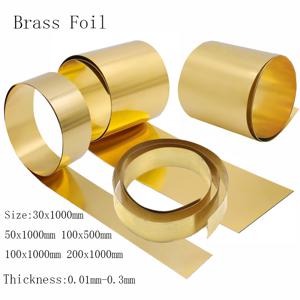 1pcs 황동 호일 두꺼운 0.01-0.3mm 너비 10-200mm 황동 피부 황동 금속 얇은 시트 호일 플레이트 길이 100mm ~ 1000mm