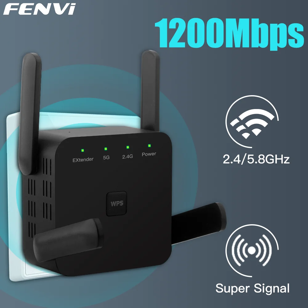 FENVI 5Ghz 1200Mbps WiFi 리피터 라우터 WiFi 익스텐더 증폭기 듀얼 밴드 2.4G/5GHz 장거리 네트워크 Wi-Fi 신호 부스터 AP