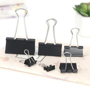 10PCS 금속 종이 클립 접이식 금속 바인더 클립 블랙 그립 클램프 종이 문서 사무실 학교 문구 19 25 32 41 51mm