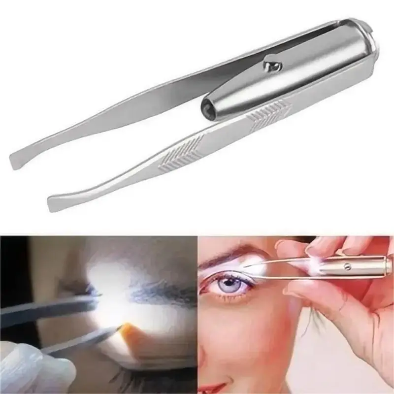 1pc 휴대용 스테인레스 스틸 스마트 디자인 눈썹 머리 LED 라이트 메이크업 도구로 핀셋 제거
