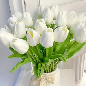 10Pcs 인공 꽃 현실적인 터치 튤립 스크랩북 꽃병 홈 장식 웨딩 가든 아치 갈 랜드 어머니의 날 꽃다발 diy