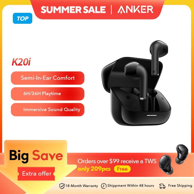 Anker Soundcore K20i 세미 인이어 이어버드, 블루투스 36H 무선 헤드폰, 무선 블루투스 이어폰 무선이어폰 블루투스 무선 이어폰 블루투스이어폰