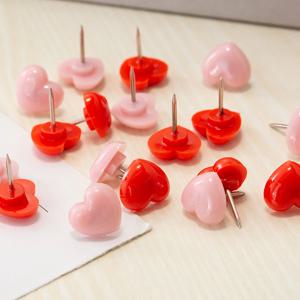 20 개/상자 크리 에이 티브 하트 모양의 푸시 핀 사무실, 학교, 드로잉 및 제도 용품에 대 한 귀여운 핑크 & 레드 압정