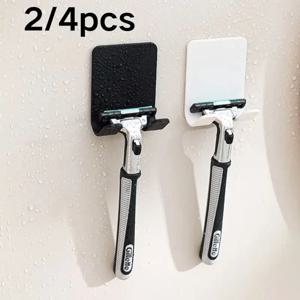 2/4PCS 접착 면도기 홀더 벽 마운트 욕실 샤워 후크 랙 면도기 홀더 플라스틱 후크 홀더 면도기 랙