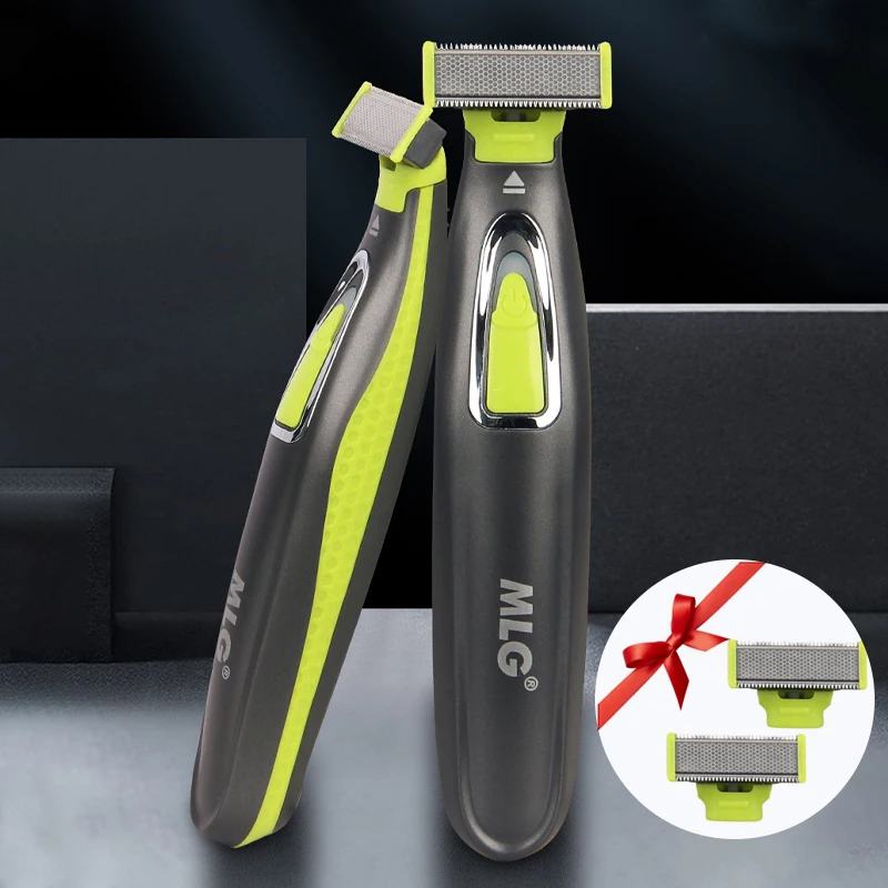 남녀공용 전기 면도기, 휴대용 전신 트리머, USB T 모양 블레이드 면도기, 수염 겨드랑이용, 교체 블레이드 2 개 포함