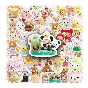 54Pcs 귀여운 만화 Lazybear 스티커 낙서 스크랩북 노트북 전화 수하물 스케이트 보드 데칼 스티커 장난감 선물