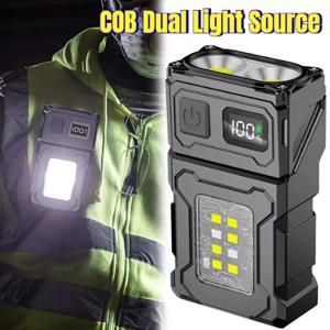 미니 USB 충전식 LED 손전등, 휴대용 테일 자석 손전등, 슈퍼 브라이트 캠핑 랜턴, 사이드 COB 비상등