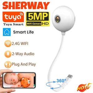 투야 실내 USB 전구 와이파이 카메라, 미니 무선 보안 IP 카메라, IR 컬러 나이트 비전, 스마트 라이프 베이비 모니터 캠, 2K, 5MP