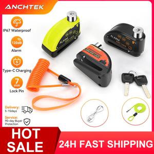 Anchtek 오토바이 디스크 잠금 알람 USB 충전식 120db 자전거 도난 방지 자물쇠 보안 보호 모터 자전거 액세서리
