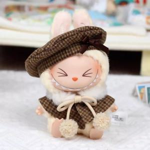 15cm 귀여운 Labubu V1 V2 미니 인형의 세련된 그리드 레트로 케이프 베레모 세트 Labubu 옷 복장 Labubu Ropa 의류 선물