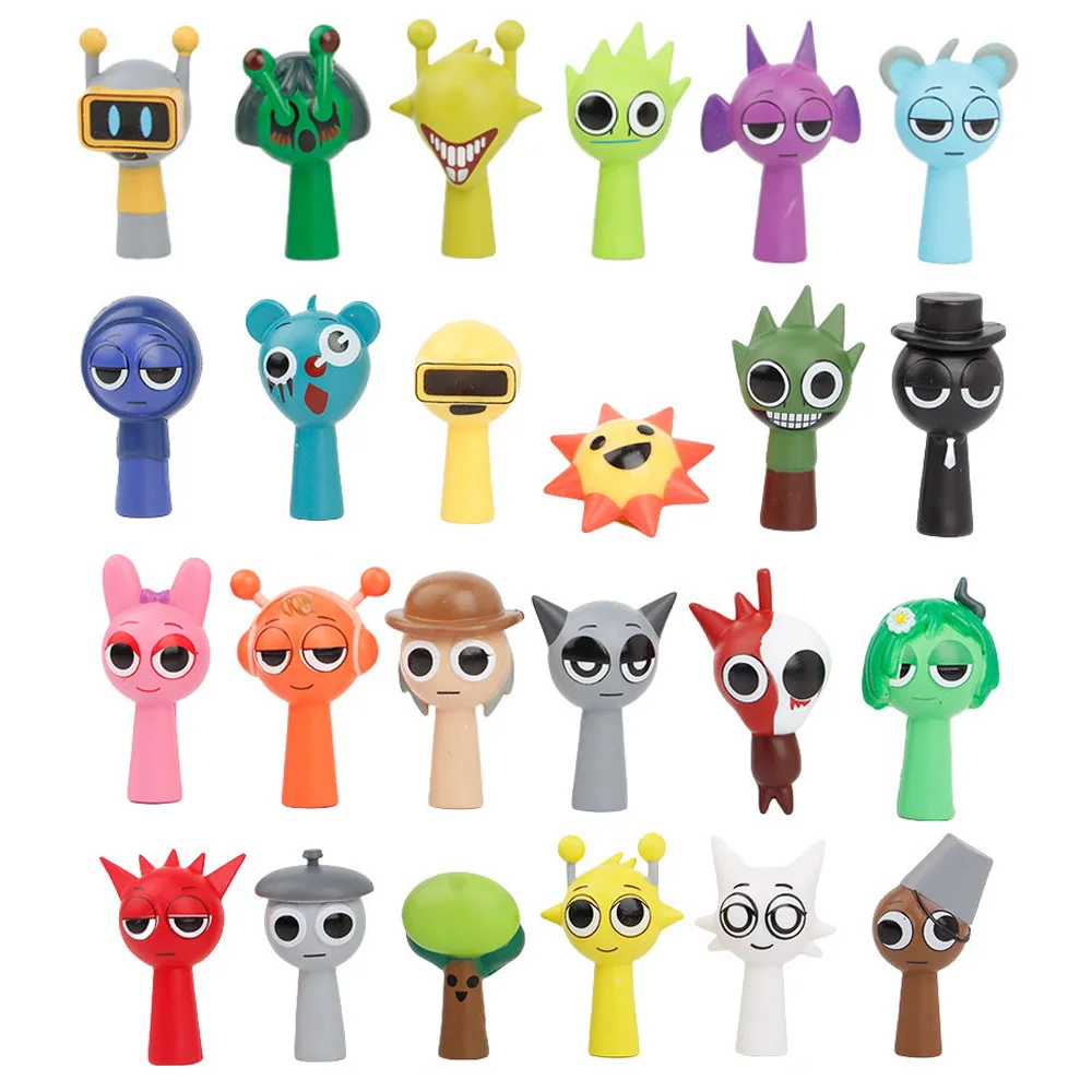 24 개/대 애니메이션 게임 Sprunki 미니 그림 PVC 모델 장난감 Sprunki Incredibox PVC 액션 피겨 모델 어린이 인형 선물 완구