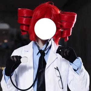 Anime Teto 코스프레 가발 완제품 나선형 포니 테일 빨간 머리 역할 놀이 소품 액세서리 여성용 수제 멀티 모델링