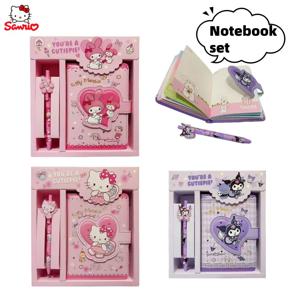 새로운 Sanrio 헬로 키티 Kuromi 마이 멜로디 애니메이션 만화 귀여운 학생 핸드북 마그네틱 버클 메모 문구 세트 선물 도매