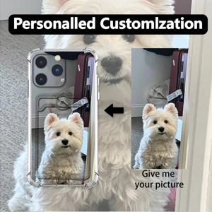 DIY 강아지 사진 맞춤 슬롯 카드 케이스 (아이폰 16, 15, 14, 13, 12, 11 Pro, Xs Max, Mini, SE 2020, 2022, 16e, X, XR, 6, 6s, 7, 8 Plus 용)