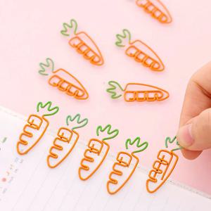 5 개/몫 크리 에이 티브 Kawaii 당근 모양의 금속 종이 클립 책갈피 편지지 학교 사무실 공급 Escolar Papelaria