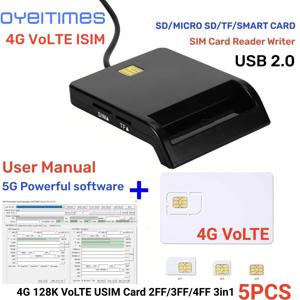 OYEITIMES SIM 카드 리더기 + 5PCS 2FF/3FF/4FF 프로그래밍 가능한 4G VoLTE ISIM USIM 카드 WCDMA GSM USIM + SIM 맞춤형 도구