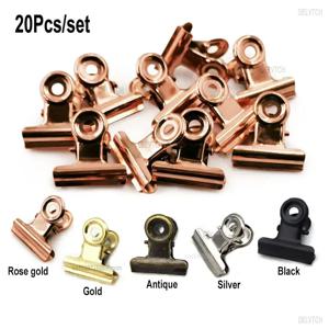 20 개/대 21mm * 23mm 라운드 금속 그립 클립 티켓 종이 편지지 불독 스프링 클립 태그 가방 사무실 문서 바인더 클립
