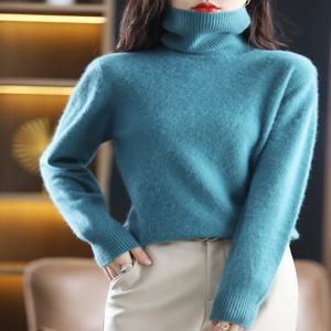 LHZSYY 겨울 여성 스웨터 솔리드 100% 밍크 캐시미어 터틀넥 니트 풀오버 슬림 소프트 따뜻한 여성 긴 소매 23 색