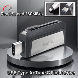 샌디스크 듀얼 USB 타입 C 및 타입 A 플래시 드라이브 SDDDC2 펜 드라이브 64GB 128GB 256GB 메모리 스틱 스마트폰 태블릿 노트북 PC용