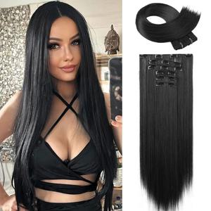 WIGSIN 24 인치 합성 7 개/대 긴 스트레이트 헤어 익스텐션 16 클립 헤어 스타일 블랙 금발 헤어 피스 여성용